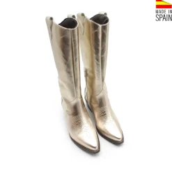 Bota cowboy dorada de piel