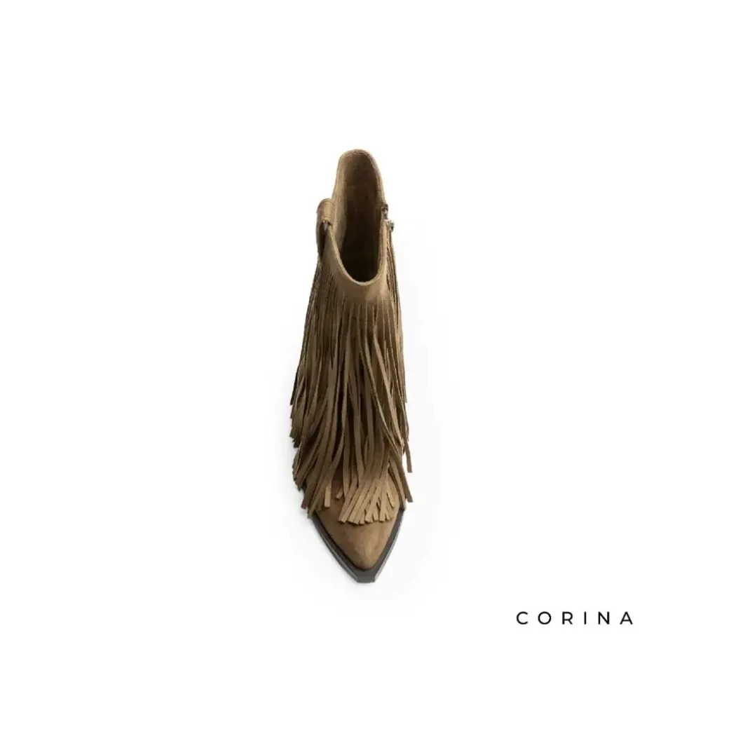 Bota cowboy flecos camel