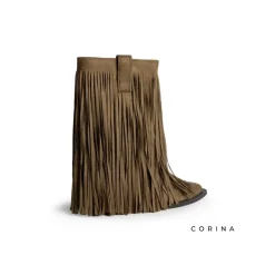 Bota cowboy flecos camel