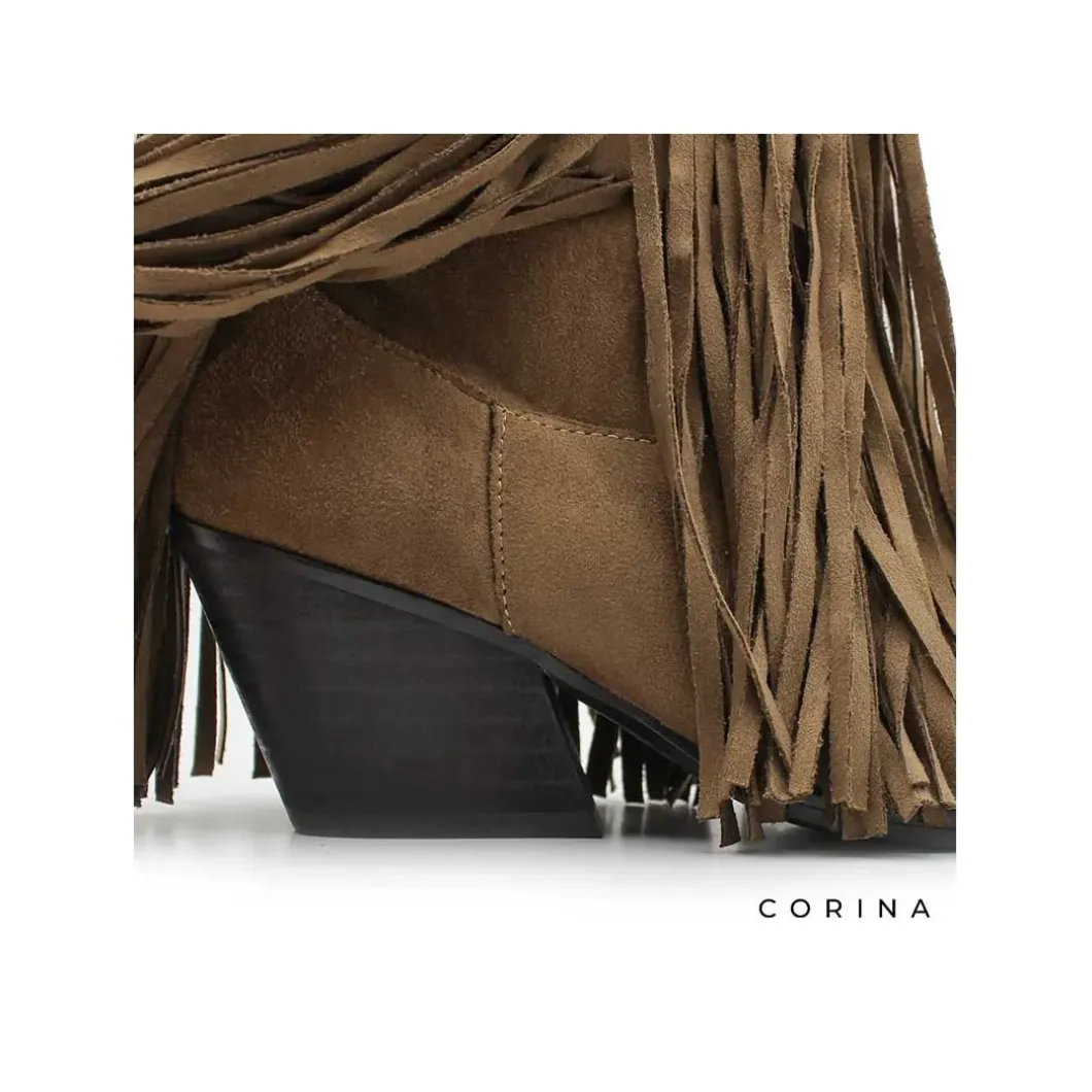 Bota cowboy flecos camel