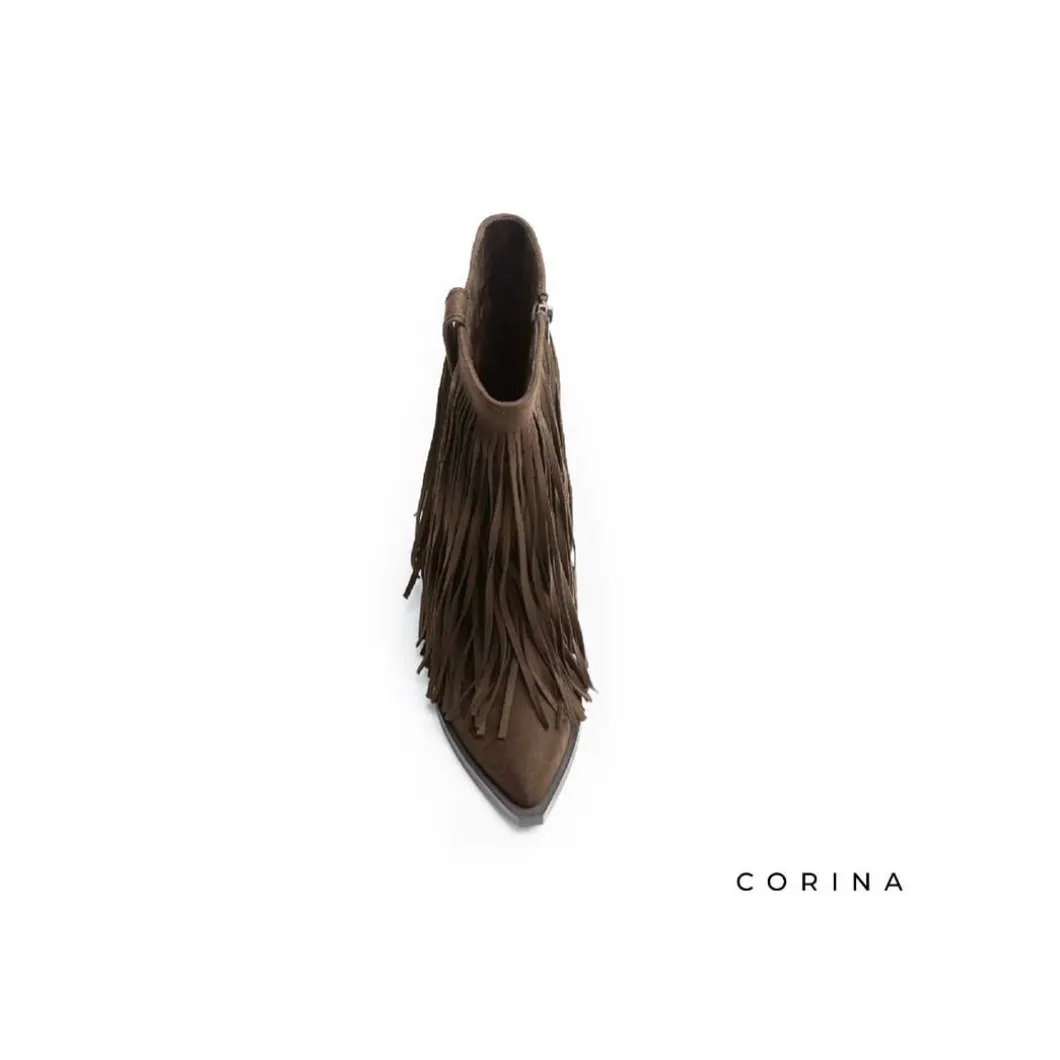 Bota cowboy flecos marrón