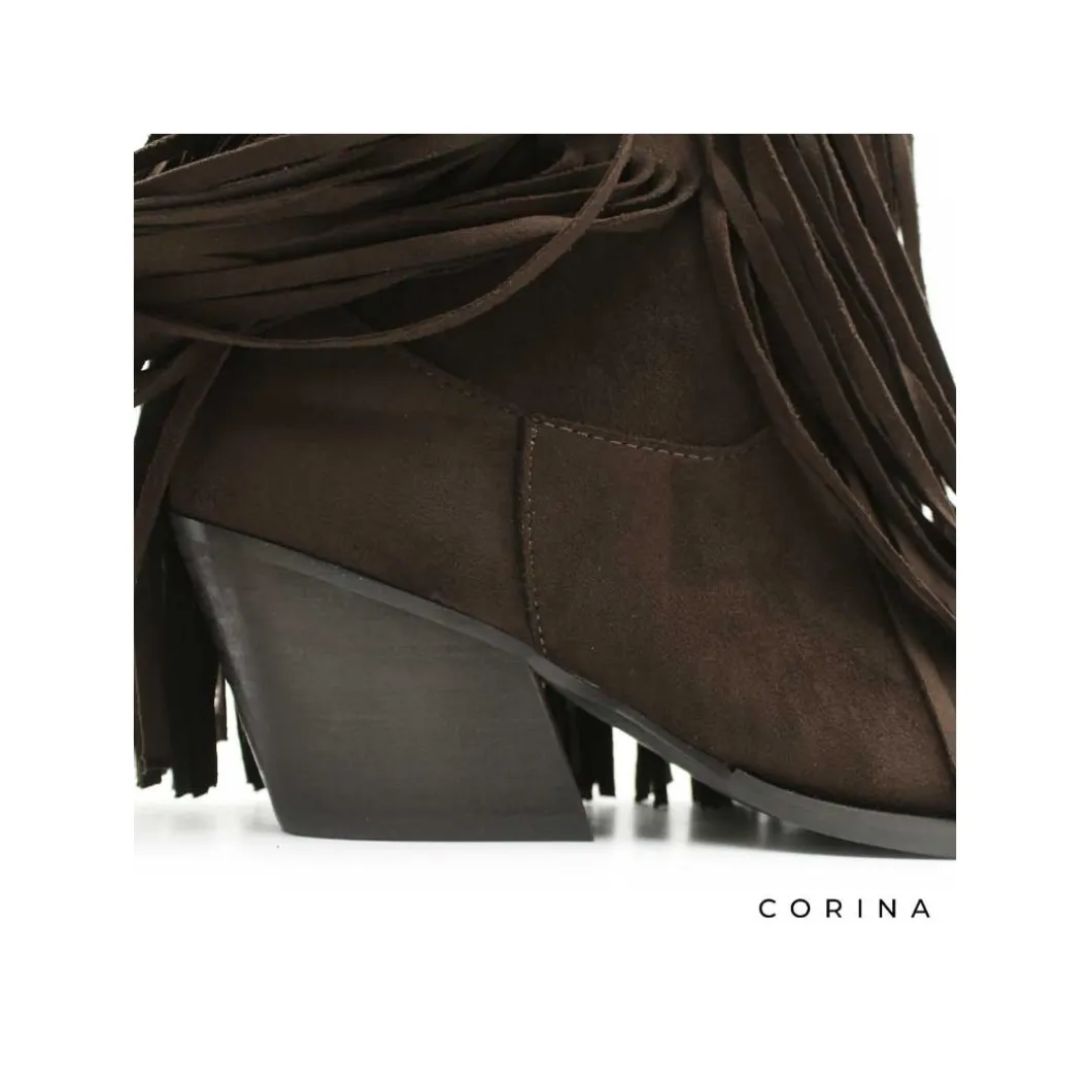 Bota cowboy flecos marrón