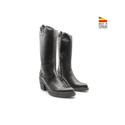 Bota Dall negra de piel con tacón