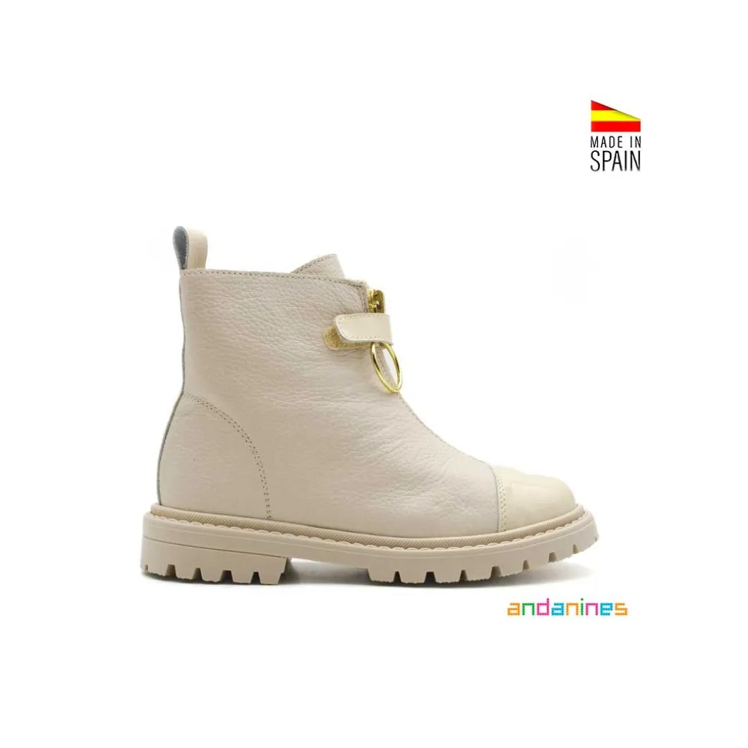 Bota de vestir beige con cremallera