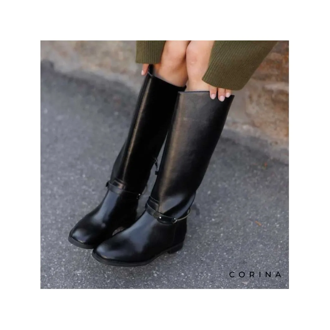 Bota Harness plana negra