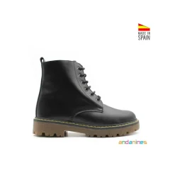 Bota infantil militar piel negra