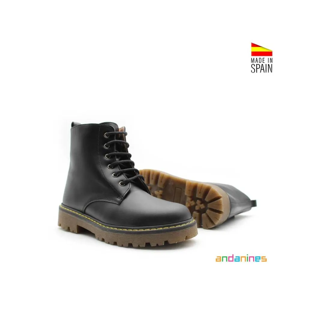 Bota infantil militar piel negra