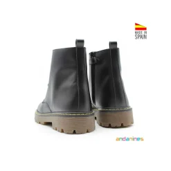 Bota infantil militar piel negra