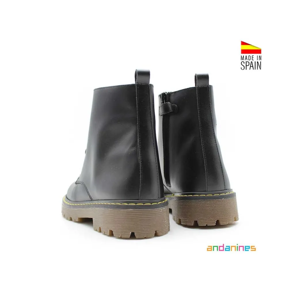 Bota infantil militar piel negra