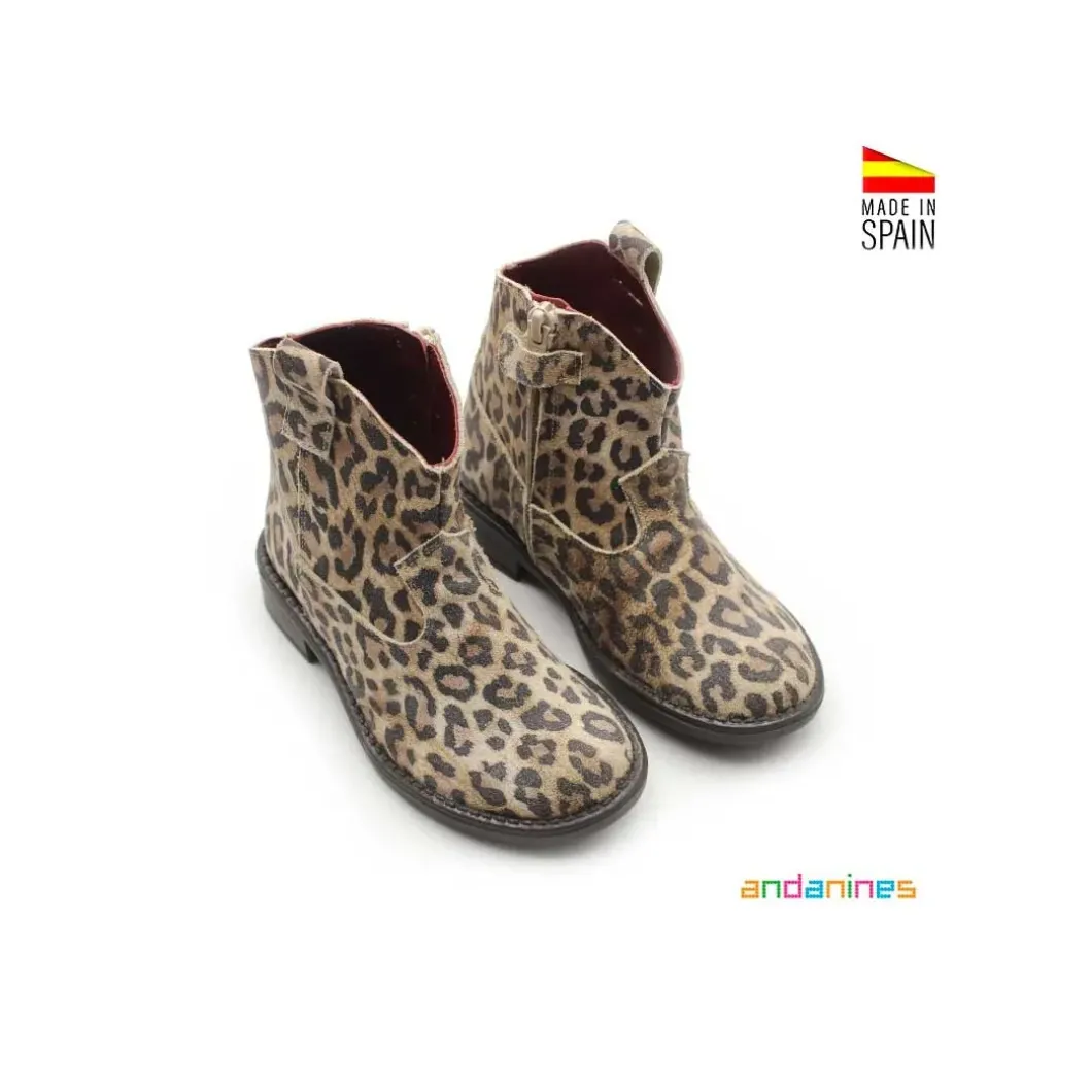 Bota leopardo estilo campero