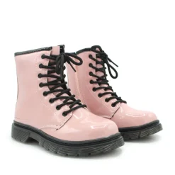 Bota militar charol rosa