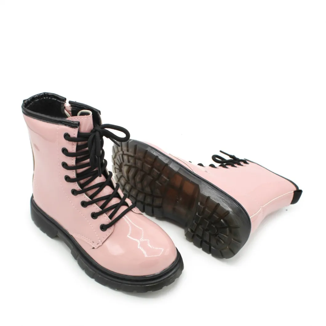 Bota militar charol rosa