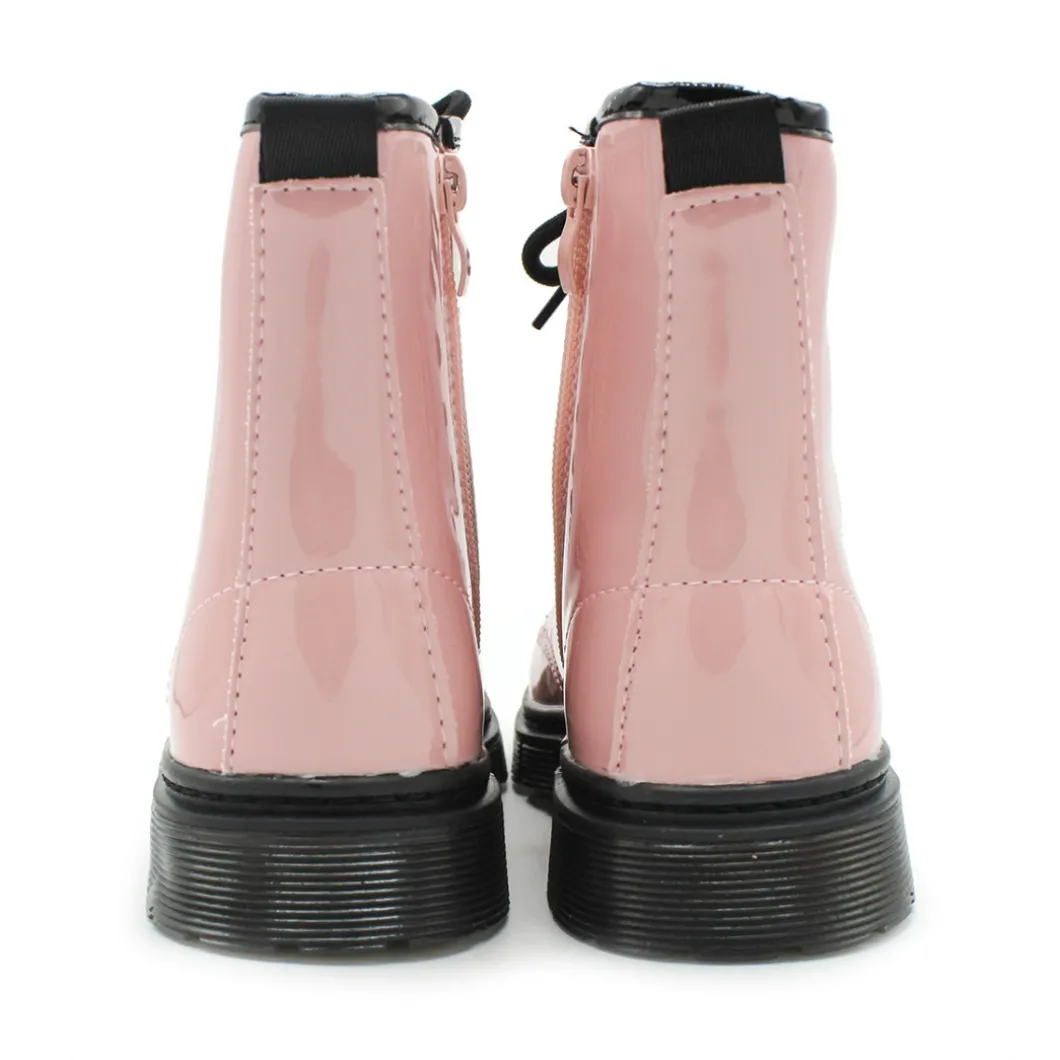 Bota militar charol rosa