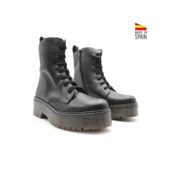 Bota militar de piel negra