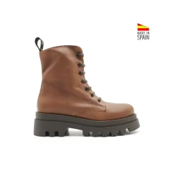 Bota militar piel marrón