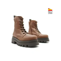 Bota militar piel marrón