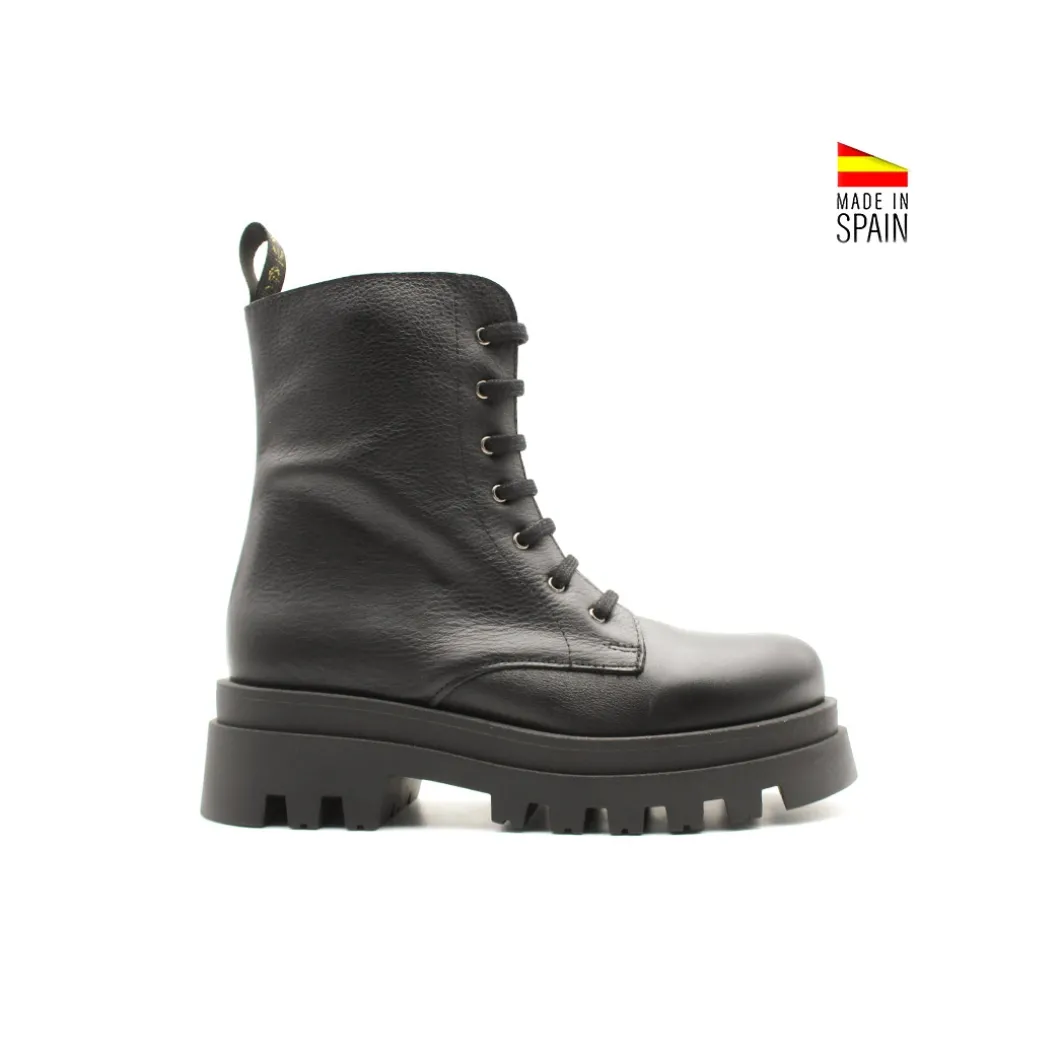 Bota militar piel negra