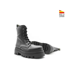 Bota militar piel negra