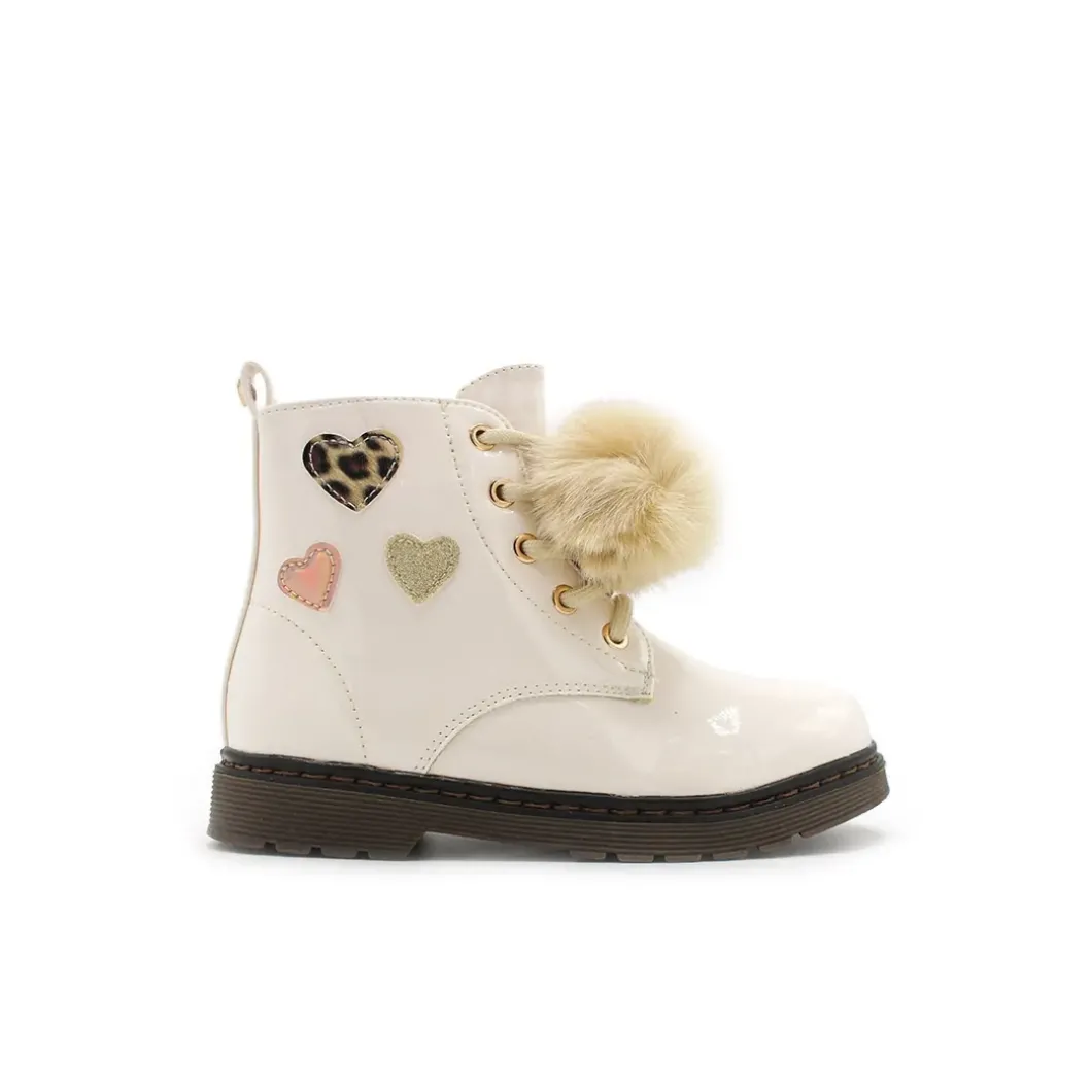 Bota militar pompón beige