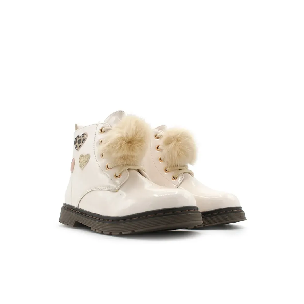 Bota militar pompón beige