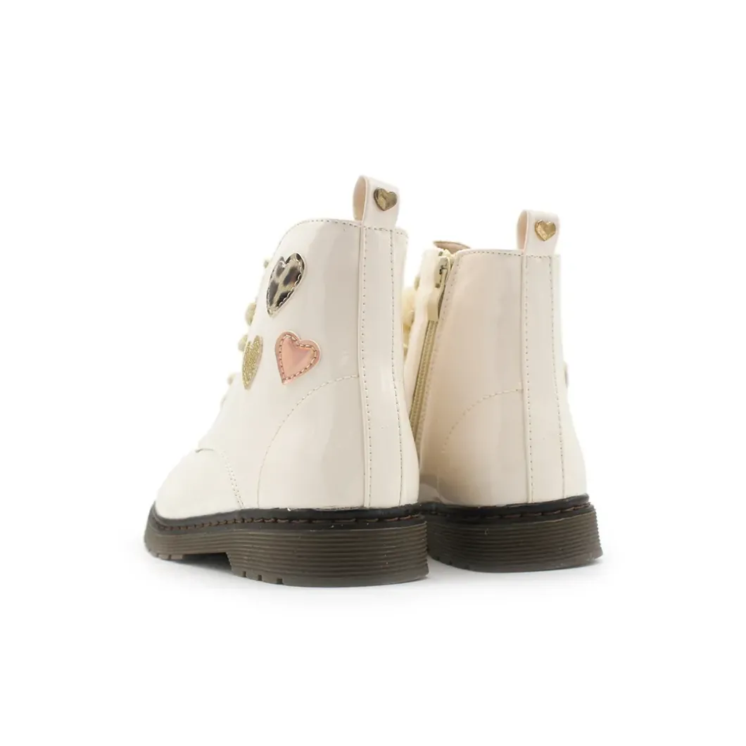 Bota militar pompón beige