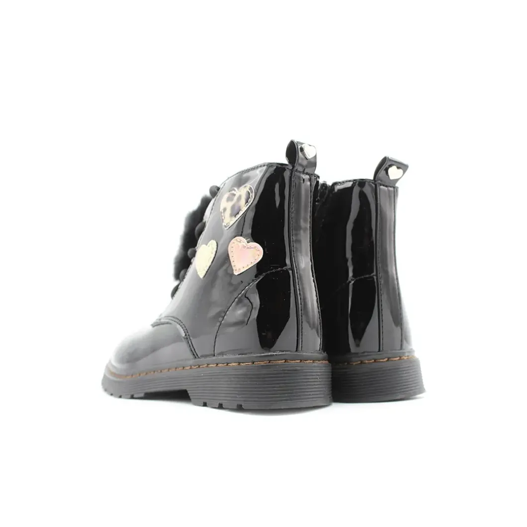 Bota militar pompón negro