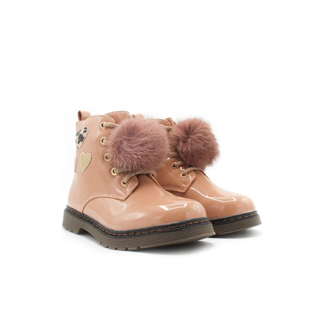 Bota militar pompón rosa