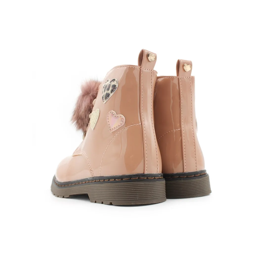 Bota militar pompón rosa