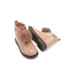 Bota militar pompón rosa