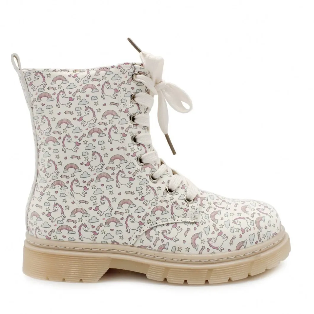 Bota militar unicornios beige