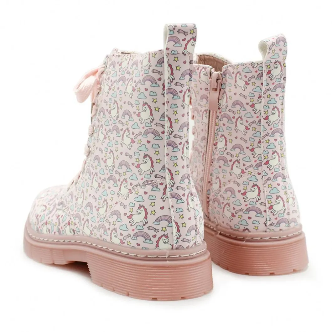 Bota militar unicornios rosa