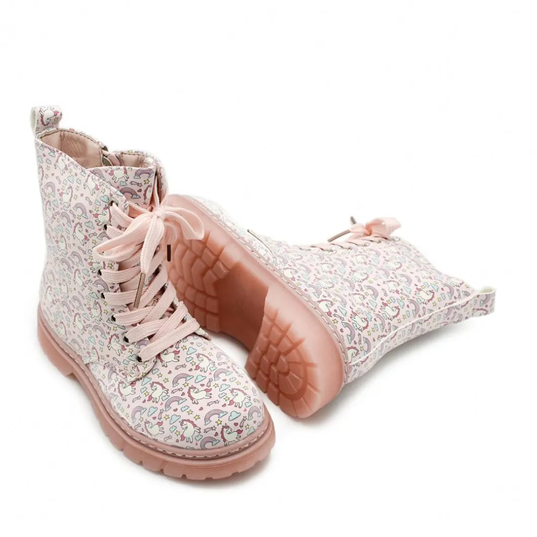 Bota militar unicornios rosa