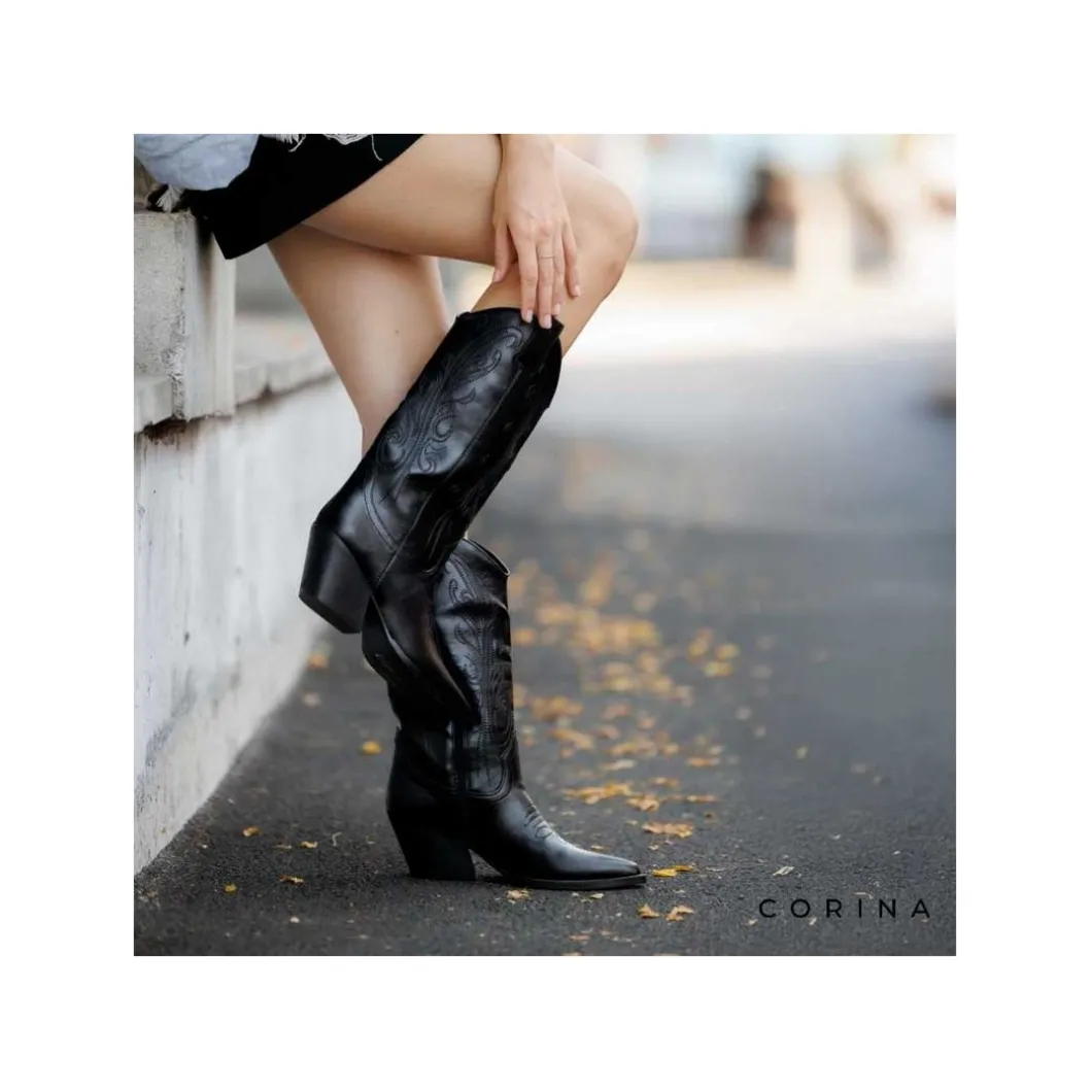 Bota negra Corina cowboy