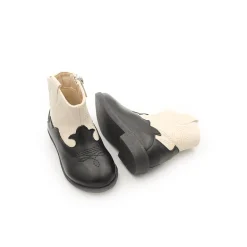 Bota negro-beige estilo campera
