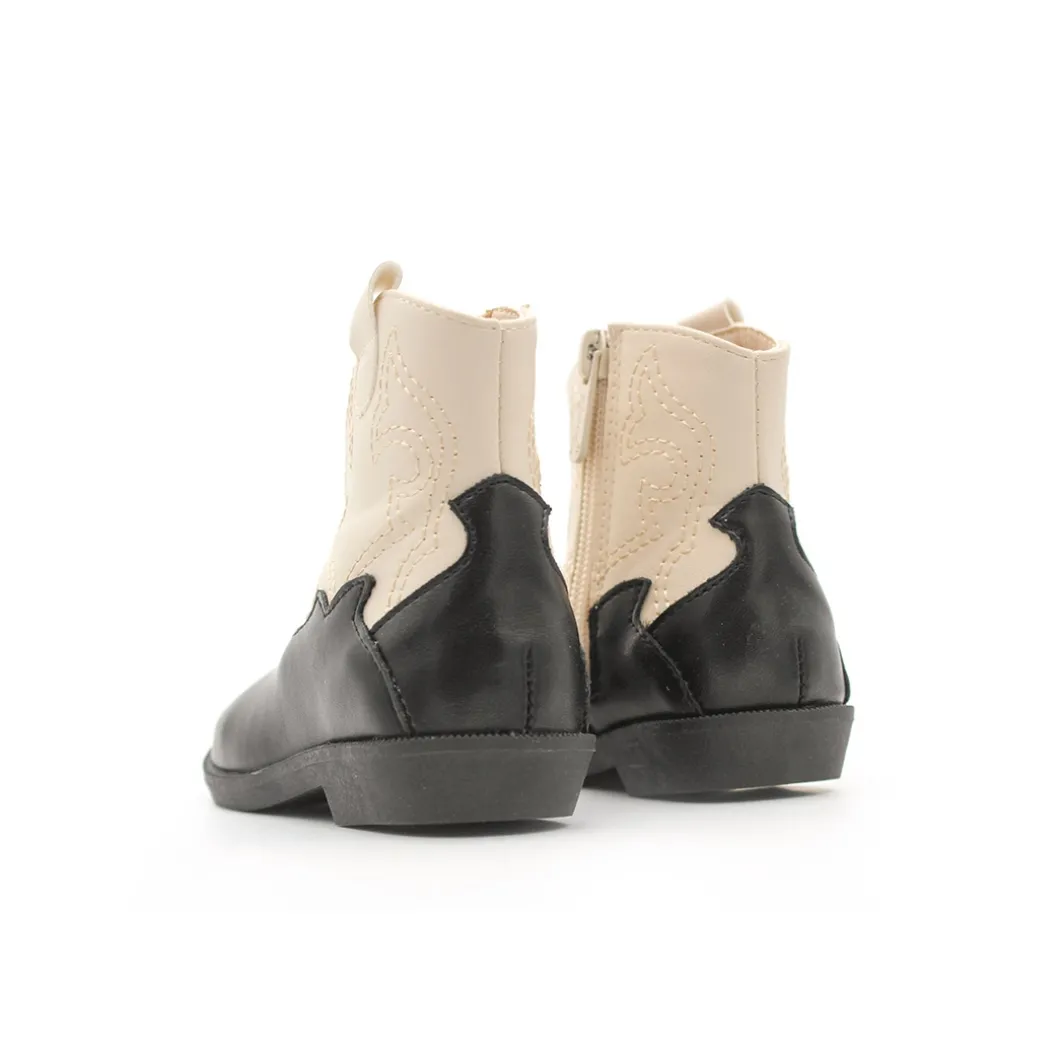 Bota negro-beige estilo campera