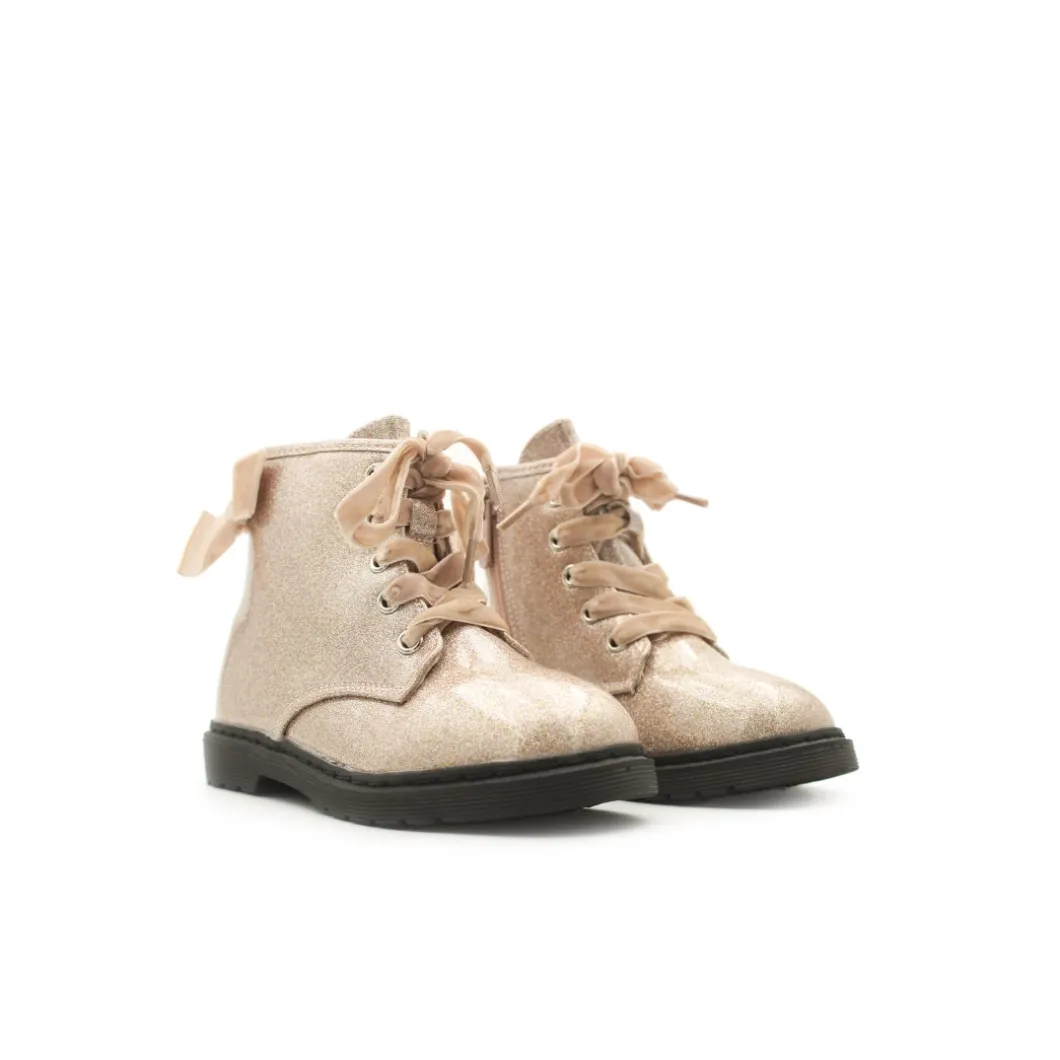 Bota rosa glitter estilo militar