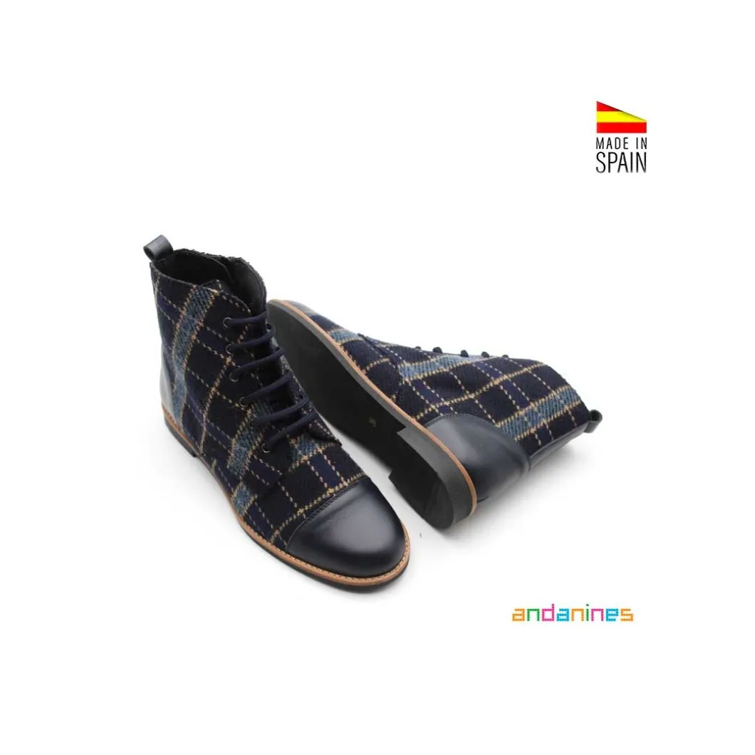 Botas tartán azul marino