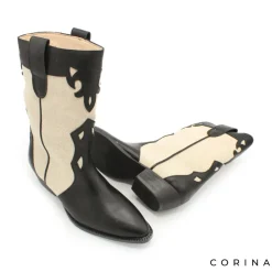 Botin campero combinado en negro y beige