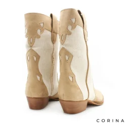 Botin campero combinado en beige y camel