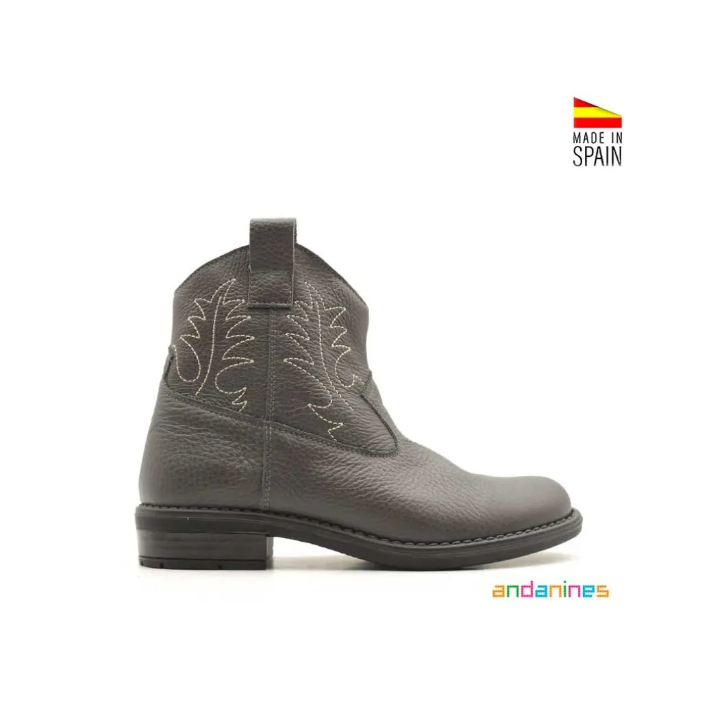 Botin gris piel napa Andanines