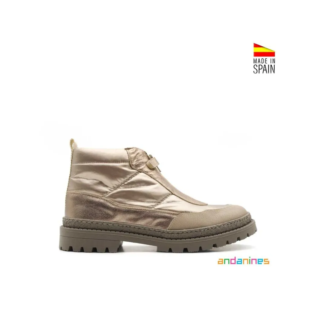 Botin impermeable dorado con cremallera