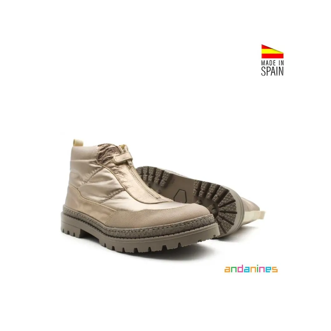 Botin impermeable dorado con cremallera