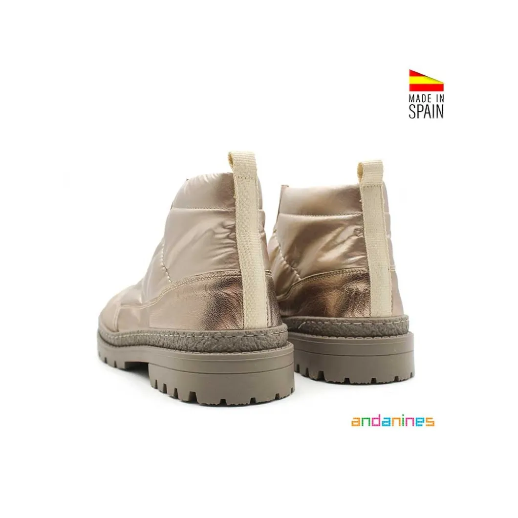 Botin impermeable dorado con cremallera
