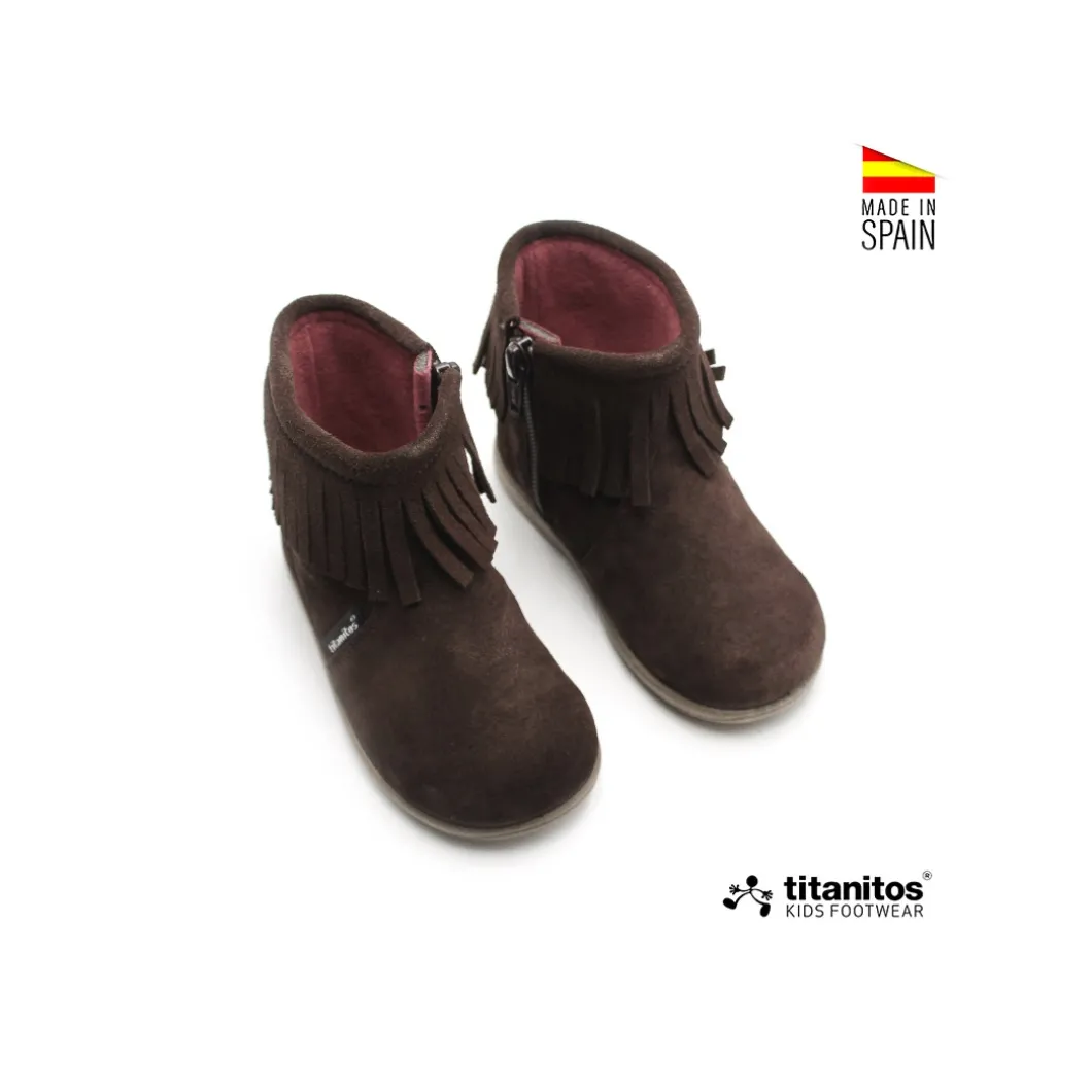 Botines con flecos Moka marrón