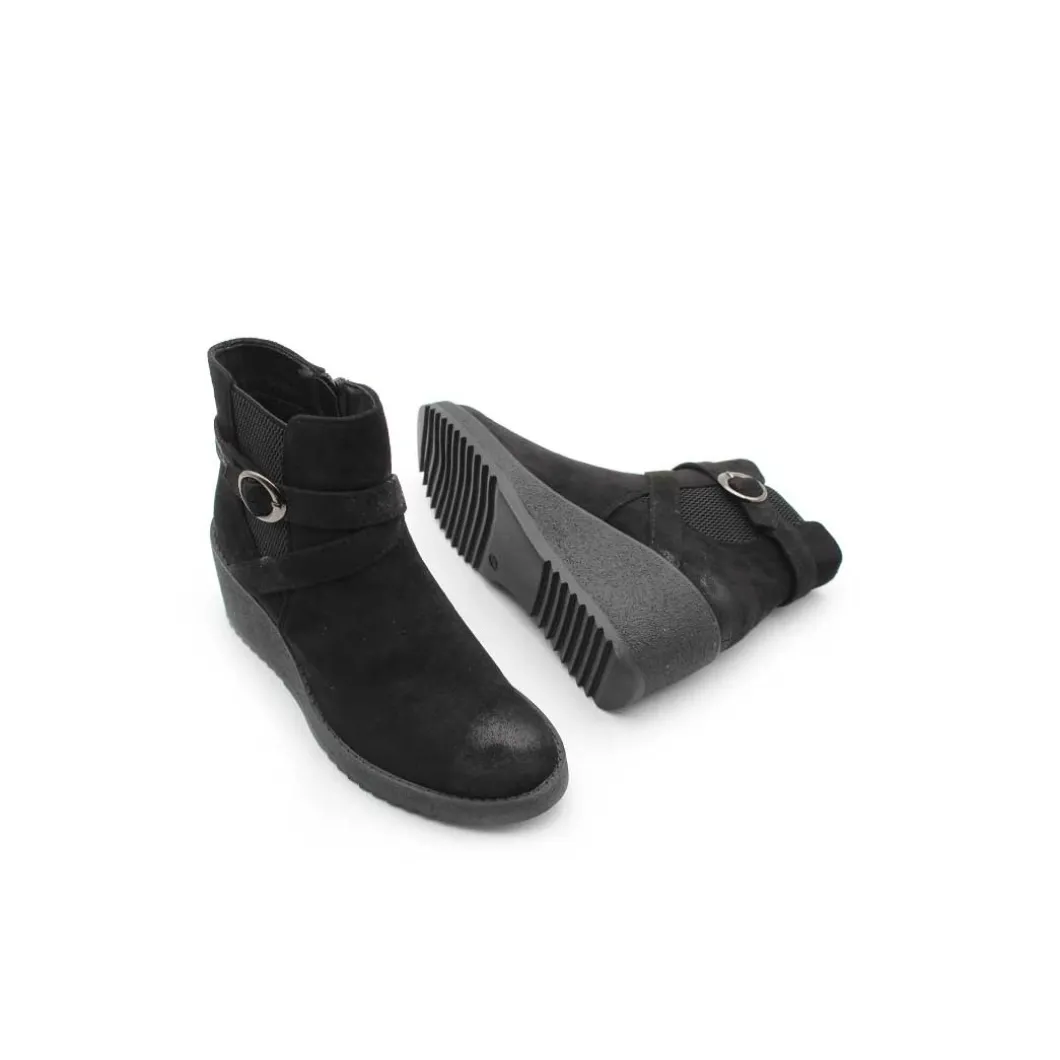 Botines cuña negros con hebilla