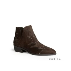Botín bajo marron con tachas