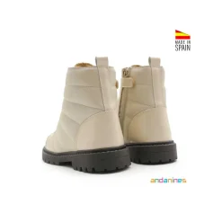 Botín beige cebra con cordones