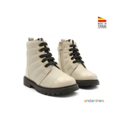 Botín beige cebra con cordones