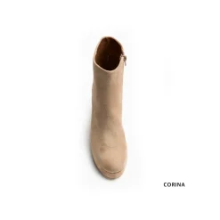 Botín beige con tacón y plataforma