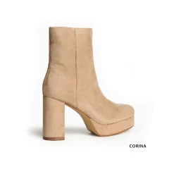 Botín beige con tacón y plataforma